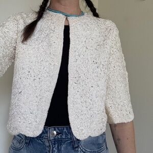 Vintage White Cream Ribbon Soutache Jacket